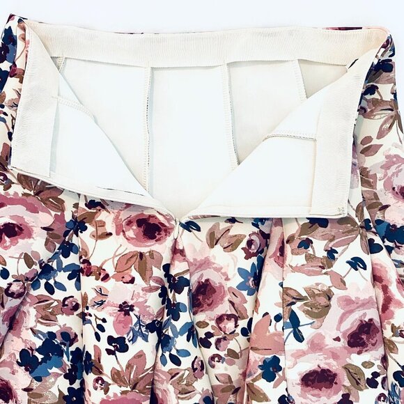 NWT LC Lauren Conrad Runway floral scuba mini skirt Women 12 pink navy coquette - Picture 9 of 10